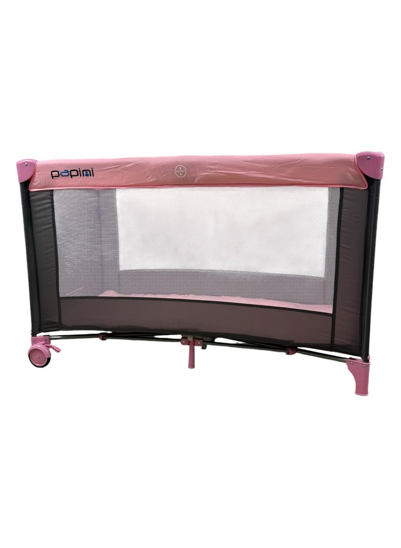 Papimo Portable Baby Bed 120*60*75cm, Multifunctional Foldable Travel Bed, Adjustable Travel Baby Bed for Infants - Beige - Image 1