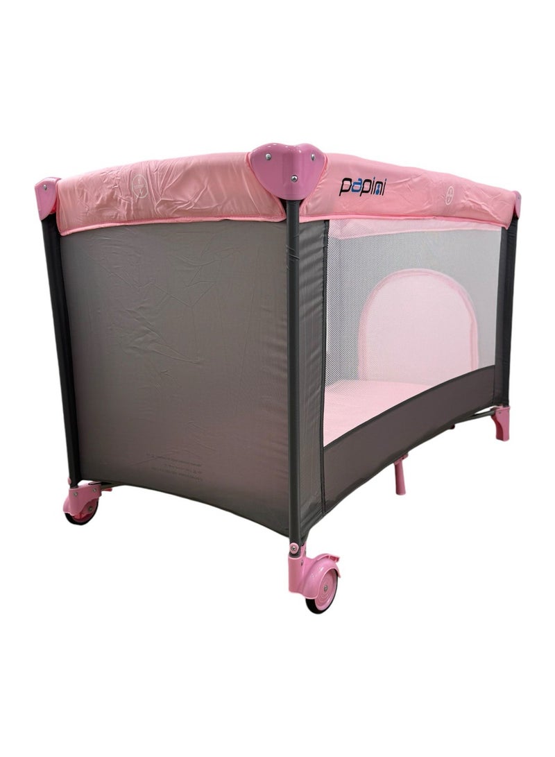 Papimo Portable Baby Bed 120*60*75cm, Multifunctional Foldable Travel Bed, Adjustable Travel Baby Bed for Infants - Beige - Image 3
