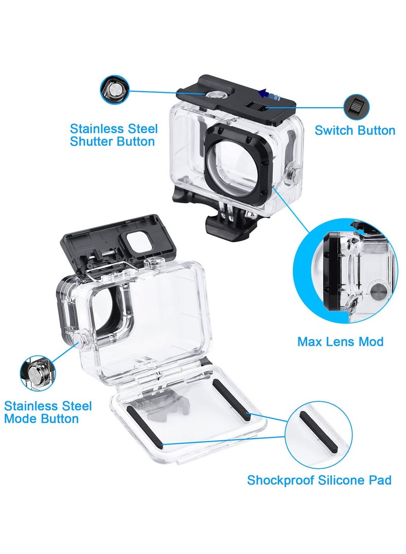 SOLARAE Waterproof Housing Case for GoPro Hero 11 Black, 10, 9 & Max Lens Mod - Underwater Diving Protective Shell for HERO11, HERO10, HERO9 Accessories Kit, 40M Depth Rating. - Image 2