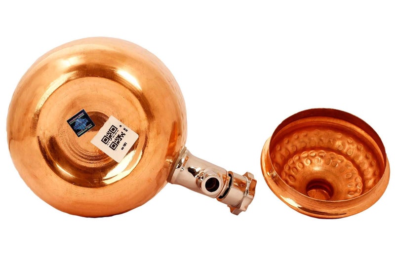 INDIAN ART VILLA وعاء مياه نحاسي مطروق من إنديان آرت فيلا مع غطاء وصنبور نحاسي، حاوية تقليدية للتخزين والتقديم للمنزل والمكتب والفعاليات، سعة-115 أونصة - Image 4