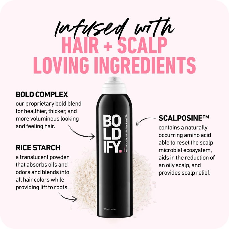 Boldify Dry Shampoo Spray - Revitalize and Refresh - Instantly Cleans, Volumizes and Balances Scalp, with Scalposine and Rice Starch - Invisible, Lightweight Formula for All Hair Types - Image 5