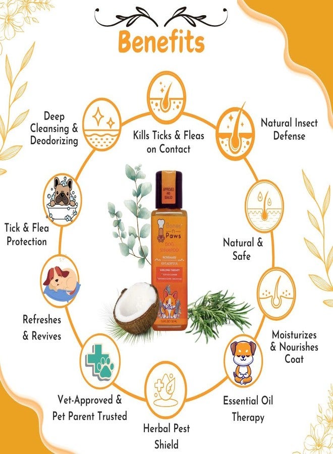 Bones N paws Bones & Paws Anti-Tick & Flea Conditioning Dog Shampoo | Botanical Blend with Rosemary, Eucalyptus, Cedarwood & Aloe Vera | Kills Ticks, Fleas, Bugs | Conditioning Shampoo for Dogs | 50ml - Image 2