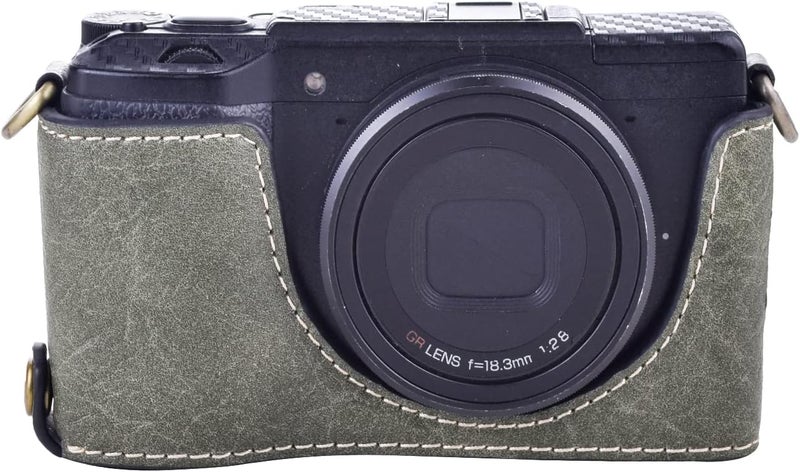 Rieibi Ricoh GR II Case  Vintage PU Leather Camera Case for Ricoh GR II GRII GR2 DSLR Camera  Protective Case with Strap Green Beauty Case - Image 2