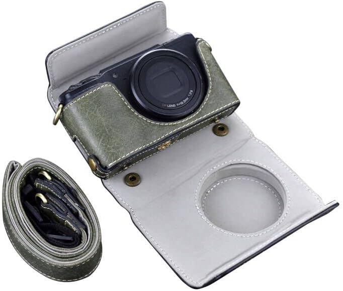 Rieibi Ricoh GR II Case  Vintage PU Leather Camera Case for Ricoh GR II GRII GR2 DSLR Camera  Protective Case with Strap Green Beauty Case - Image 1