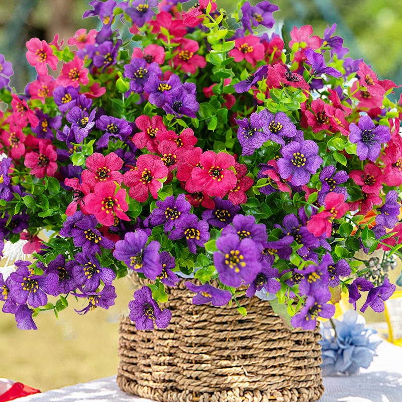 trytuny Artificial Flowers for Outdoor, UV Resistant Fake Silk Flowers, Realistic Faux Plants for Outside Indoor Porch Patio Window Box Planter Home Decor (20, Purple Rosy) - Image 4