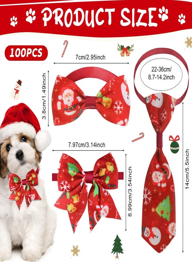 Reginary 100 Pieces Christmas Dog Bow Tie Collar Set Include 50 Dog Neckties and 50 Dog Bows Adjustable Christmas Dog Bows for Small Medium Dogs Grooming Accessories - Image 2