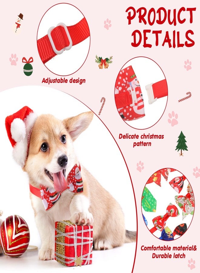 Reginary 100 Pieces Christmas Dog Bow Tie Collar Set Include 50 Dog Neckties and 50 Dog Bows Adjustable Christmas Dog Bows for Small Medium Dogs Grooming Accessories - Image 3