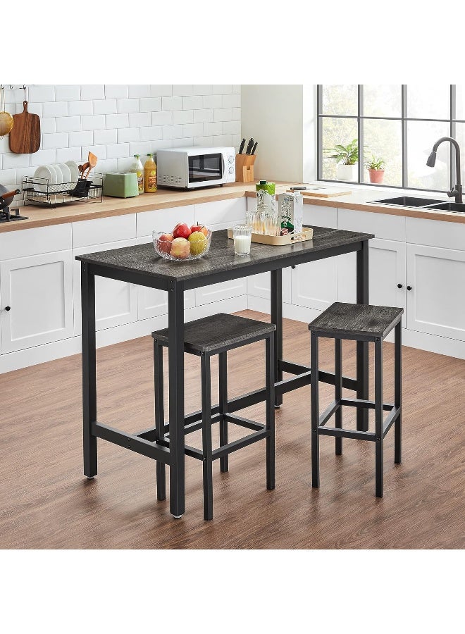 فاساجيل كراسي بار، مجموعة من كرسيين بار، كراسي بار للإفطار في المطبخ مع مسند للقدمين، تصميم صناعي لغرفة المعيشة، غرفة الحفلات، فولاذ رمادي فحمي وأسود 40×30×65 سم - Image 2