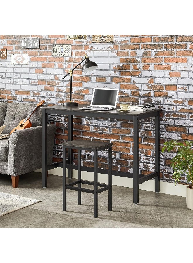 فاساجيل كراسي بار، مجموعة من كرسيين بار، كراسي بار للإفطار في المطبخ مع مسند للقدمين، تصميم صناعي لغرفة المعيشة، غرفة الحفلات، فولاذ رمادي فحمي وأسود 40×30×65 سم - Image 5