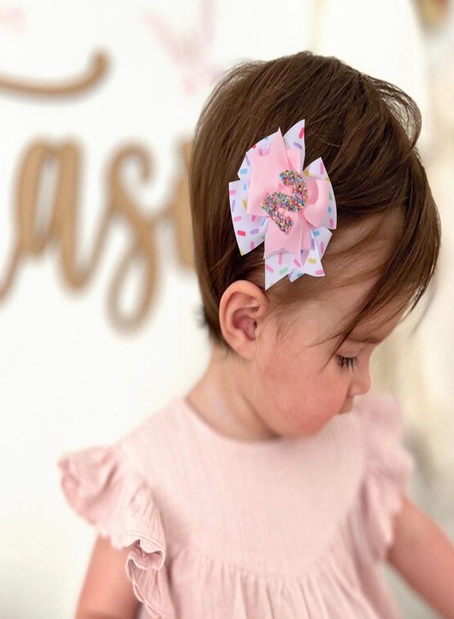 Jissoo Sprinkle Hair Bow for Baby Girls - Confetti 2nd Birthday Pink Bow Party Decorations, Ice Cream for 2 Years Old - Image 4