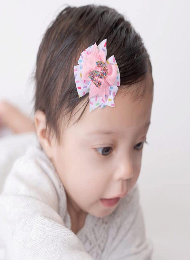 Jissoo Sprinkle Hair Bow for Baby Girls - Confetti 2nd Birthday Pink Bow Party Decorations, Ice Cream for 2 Years Old - Image 3