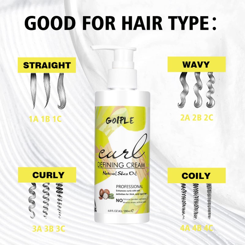 Goiple Curl Defining Cream - Curling Perfection for Wavy Hair, Anti-Frizz Hair Smoothing Cream to Define All Natural Curl Types and Textures with 9 Row Brush - Image 5