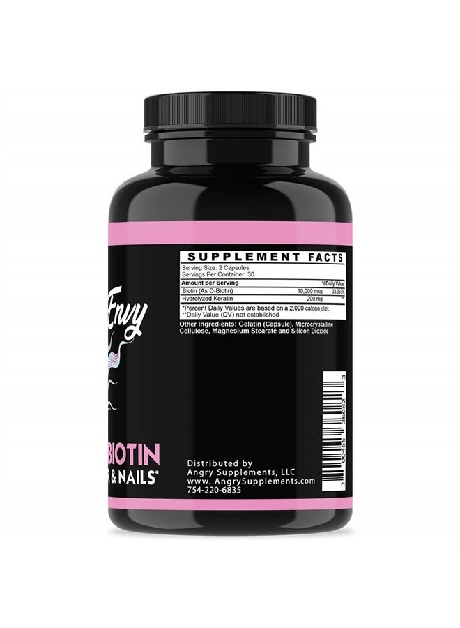 Angry Supplements شغف الشعر 10,000 ميكروغرام من البيوتين والكيراتين، ينمو + يرطب الشعر، يقوي ويزيد سمك الأظافر، ينظف ويغذي البشرة – علاج طبيعي للشعر التالف والرقيق، (3 زجاجات) - Image 3