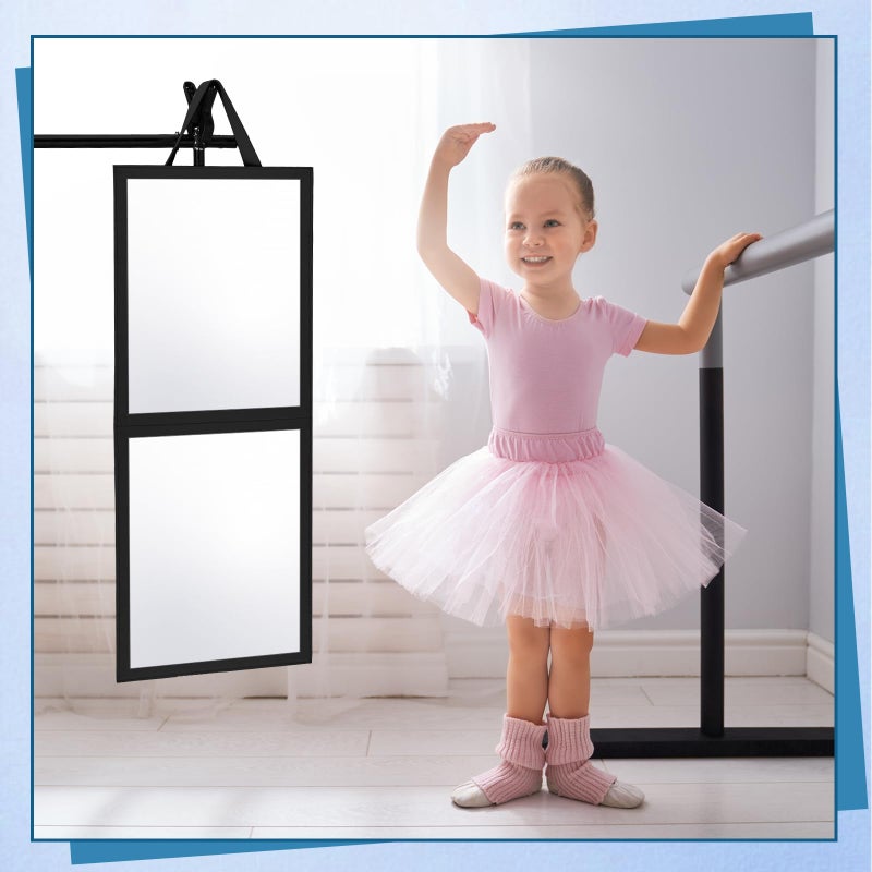 GlikCeil Foldable Portable Full Length Mirror for Dorm Dance Backstage Camping Travel Hanging Folding Makeup Body Mirror for Dancers Artists Home Aestheticians Spa(Black,25.6" X 12") - Image 3