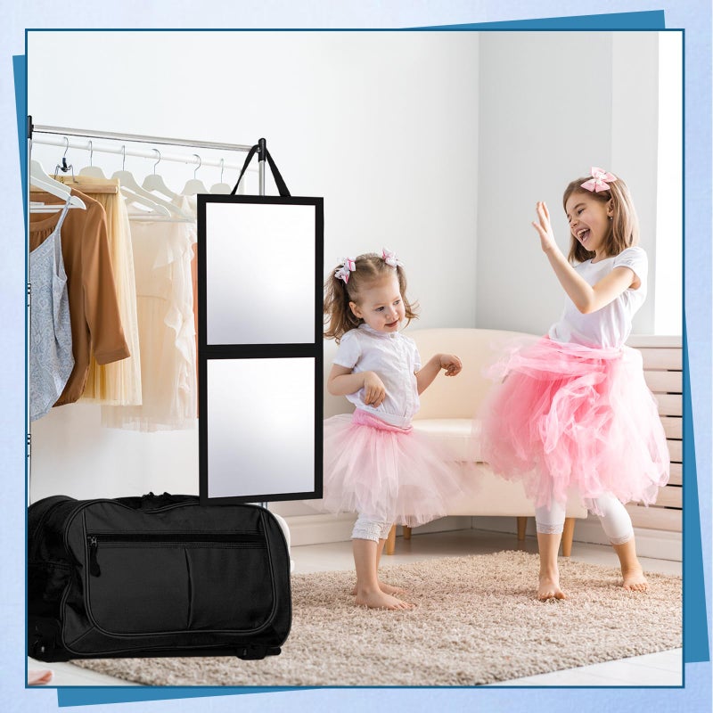 GlikCeil Foldable Portable Full Length Mirror for Dorm Dance Backstage Camping Travel Hanging Folding Makeup Body Mirror for Dancers Artists Home Aestheticians Spa(Black,25.6" X 12") - Image 5