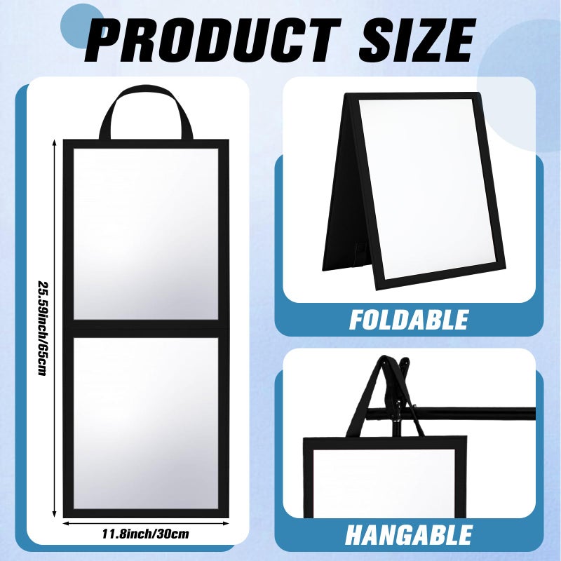 GlikCeil Foldable Portable Full Length Mirror for Dorm Dance Backstage Camping Travel Hanging Folding Makeup Body Mirror for Dancers Artists Home Aestheticians Spa(Black,25.6" X 12") - Image 2