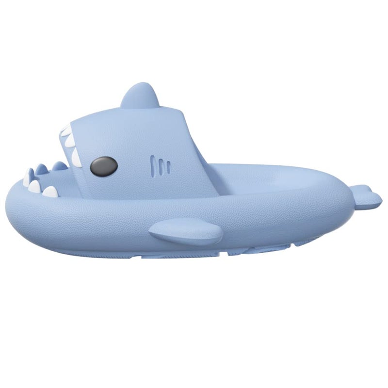 welltree Shark Slides for Women and Men Novelty Pillow Slippers Open Toe Shark Sandals Cushioned Cloud Slides,Blue,6-7 Women/4.5-5.5 Men - Image 2