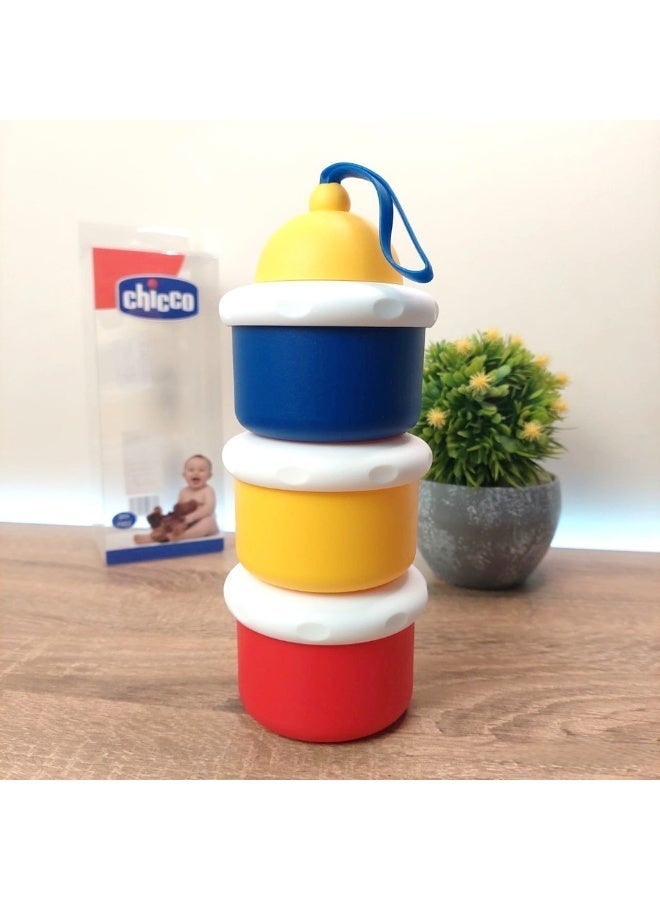 Chicco Baby Milk Powder Dispenser – 3-Layer Stackable Formula Storage Container with Carry Handle – Portable Travel-Friendly Snack Box for Newborns and Toddlers - Image 1