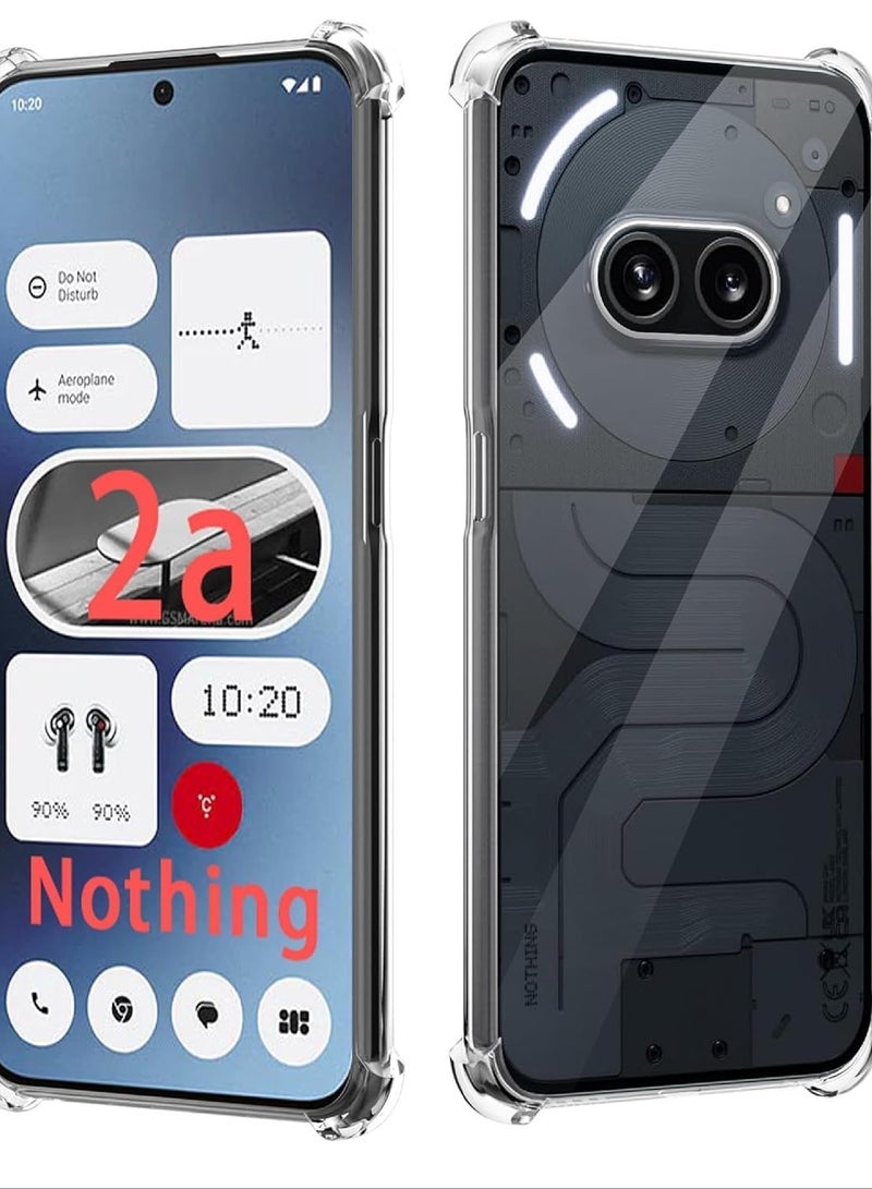 غطاء هاتف Nothing Phone 2A فائق النحافة كريستالي مضاد للخدش غطاء بامبر مرن ناعم TPU مضاد للسقوط زوايا معززة مضاد للصدمات غطاء شفاف لهاتف Nothing Phone 2a 2024