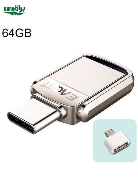 EAGET 64G USB 3.1 + Type-C / USB-C  Interface Metal Twister Flash U Disk, with Micro USB OTG Adapter