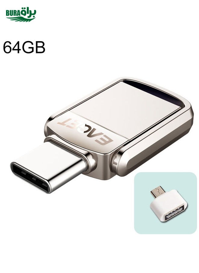 BURAQ EAGET 64G USB 3.1 + Type-C / USB-C  Interface Metal Twister Flash U Disk, with Micro USB OTG Adapter  - Image 1