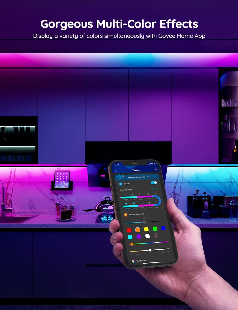 Govee 65.6 feet RGBIC LED Strip Lights for Bedroom, Smart Strip Lights Alexa Compatible, Color Changing LED Lights, Home Decor, 2 Rolls of 32.8 feet - Image 4