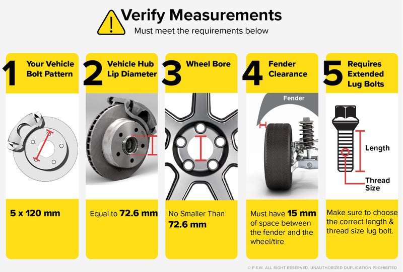 StanceMagic 2pcs 15mm 5x120 Hubcentric Wheel Spacers (72.6, 72.56 Bore) Black Compatible with BMW 128i 135i 318i 320i 325i 328i 335i M3 428i 435i M4 525i 528i 530i 535i M5 Z3 Z4 640i 645ci E36 E46 E90 E92 E93 - Image 3