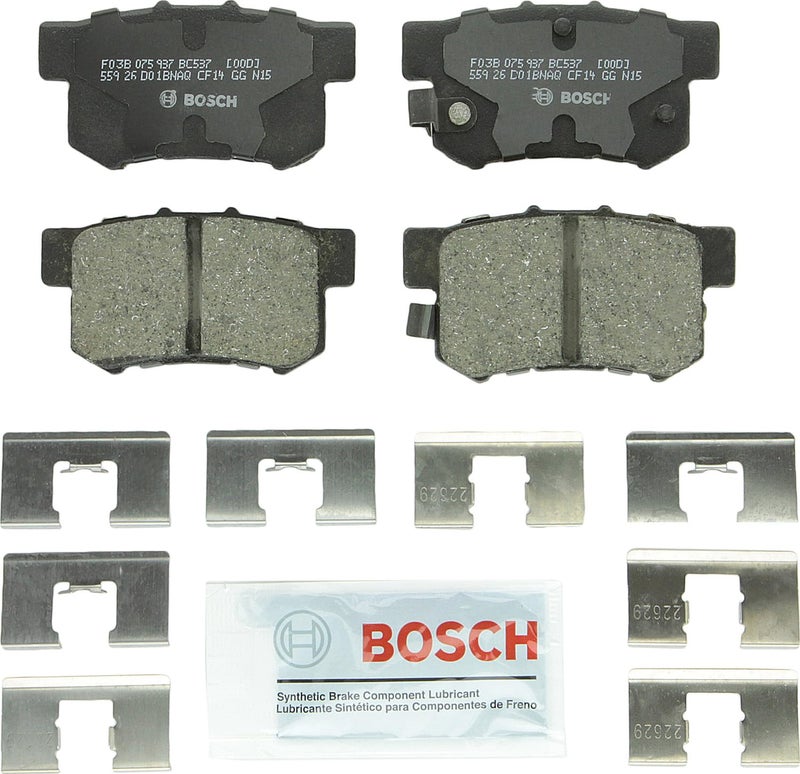 BOSCH BC537 QuietCast Premium Ceramic Disc Brake Pad Set - Compatible With Select Acura CL, CSX, ILX, RSX, TL, TSX, Vigor; Honda Accord, Civic, CR-Z, Prelude, S2000; Suzuki Kizashi, SX4; REAR - Image 3