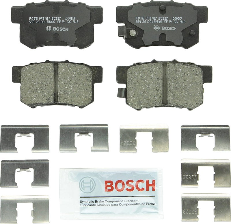 BOSCH BC537 QuietCast Premium Ceramic Disc Brake Pad Set - Compatible With Select Acura CL, CSX, ILX, RSX, TL, TSX, Vigor; Honda Accord, Civic, CR-Z, Prelude, S2000; Suzuki Kizashi, SX4; REAR - Image 2