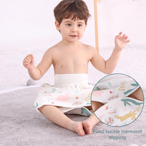 WELOMELO Waterproof Diaper Pants for Baby Kids, 2 Packs Absorbent Toddler Potty Training Pants Boys Girls Use Day Night (Rabbit Pant + Skirt L) - Image 4