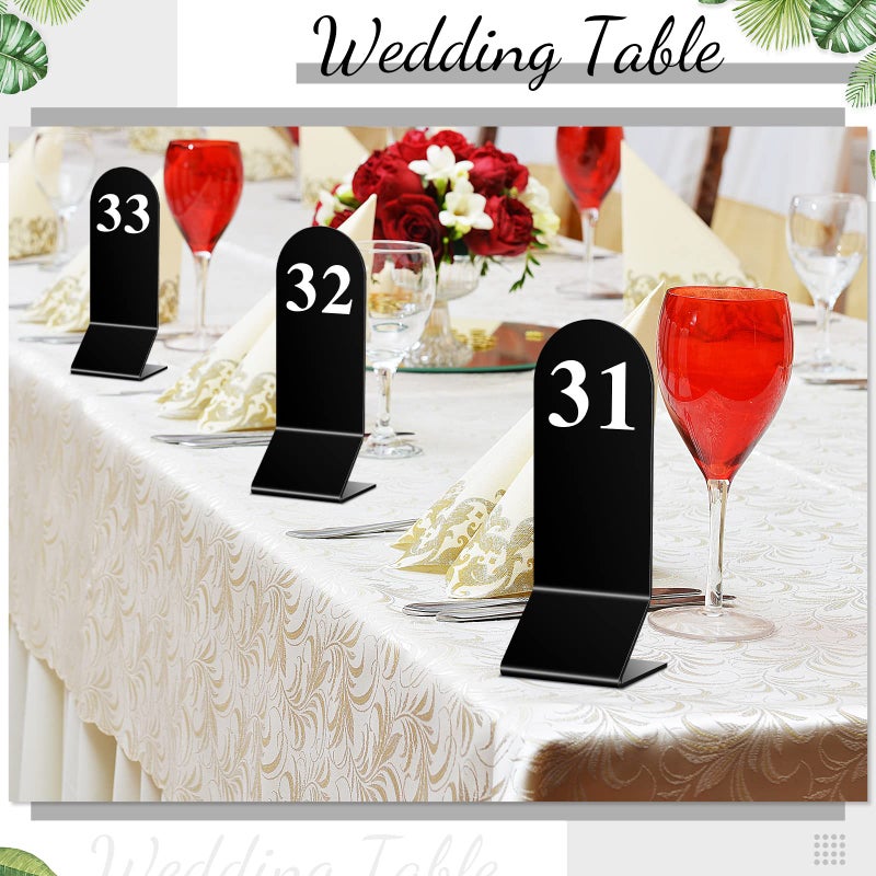 Remerry 50 Pcs Table Numbers 1-50 Acrylic Double Sided Number Cards Acrylic Tent Table Holders Tent Cards Wedding for Restaurant, 2.36 x 6.3 Inch (Black) - Image 4