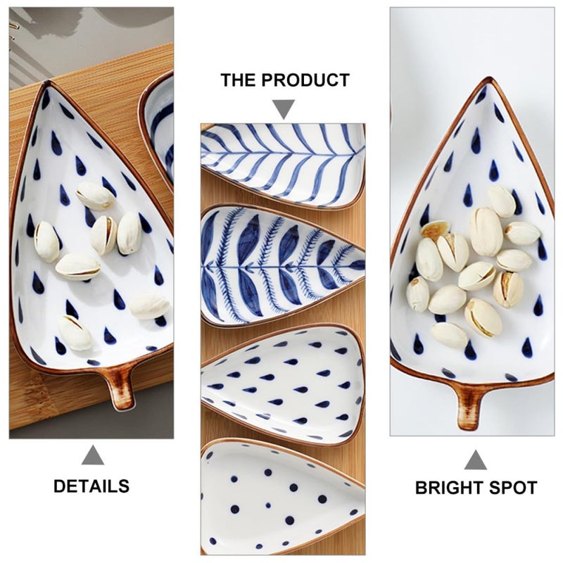 Hand Painted Japanese Leaf Ceramic Sauce Dish Small Appetizer Plate - Image 4