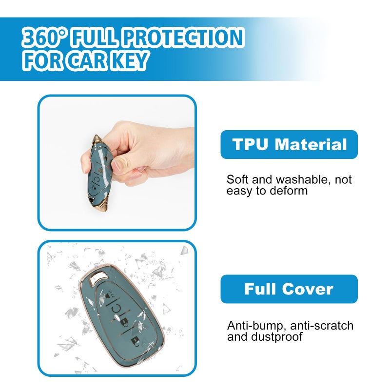 Rislobx Key Fob Cover Fit for Chevy Key, Car Key Case Protector for Volt Bolt Spark Equinox Traverse Trax (4 Buttons Blue) - Image 5