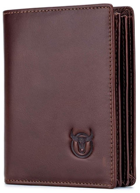Contacts Men's Genuine Leather Wallet | RFID Blocking Wallet for Men| 14 Card Slots, 1 ID Window | Large Capacity Can Hold 50 Currency Notes (Brown)