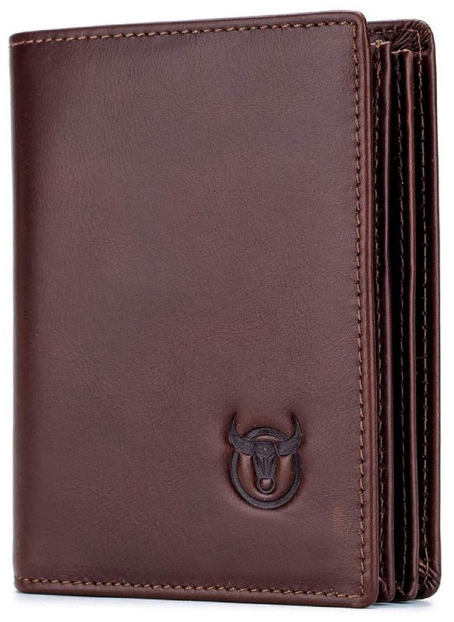 CONTACTS Contacts Men's Genuine Leather Wallet | RFID Blocking Wallet for Men| 14 Card Slots, 1 ID Window | Large Capacity Can Hold 50 Currency Notes (Brown)  - Image 1