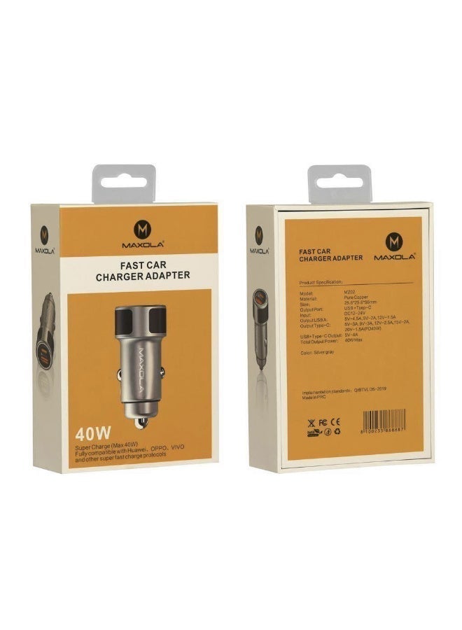 MAXOLA Fast Car Charger 40W  Type-C + USB Dual Port Super Fast Charging Adapter, 12-24V Input, Universal for All Smartphones - Image 4