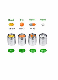 KASTWAVE Pill Box Waterproof Aluminum Metal Pill Box Case Organizer - Outdoor Pill Bottle Key Ring Small Aid Pill Holder Pill Container for Daily Camping Travel Daily Travel, 7 Day Pill Box Case  - Image 4