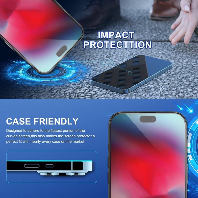 ImpactStrong 3-Pack Shatterproof Tempered Glass Screen Protector for iPhone 17 Pro Max [Easy Installation Frame] [Bubble Free] [9H Hardness] [Full Coverage] Case Friendly, 6.9 Inch - Image 4