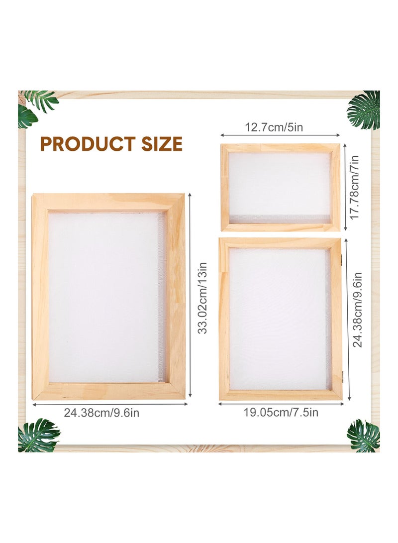 Generic 3-Piece Wooden Paper Making Mould Kit with Screens - KASTWAVE DIY Paper Craft Frames in 3 Sizes (5x7", 7.5x9.8", 9.8x13") for Creative Papermaking Projects  - Image 2
