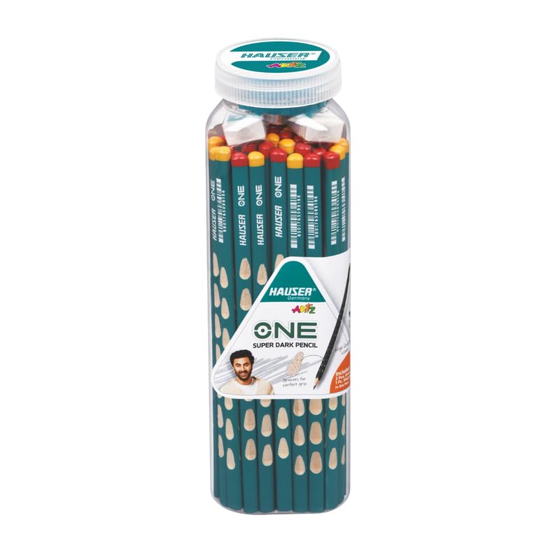 HAUSER ARTZ ONE PENCIL-50 PCS JAR Set – 50 Pcs Multicolor Pencils | Extra Dark Lead for Smooth Writing | Ideal for Kids School Use & Drawing - Image 1