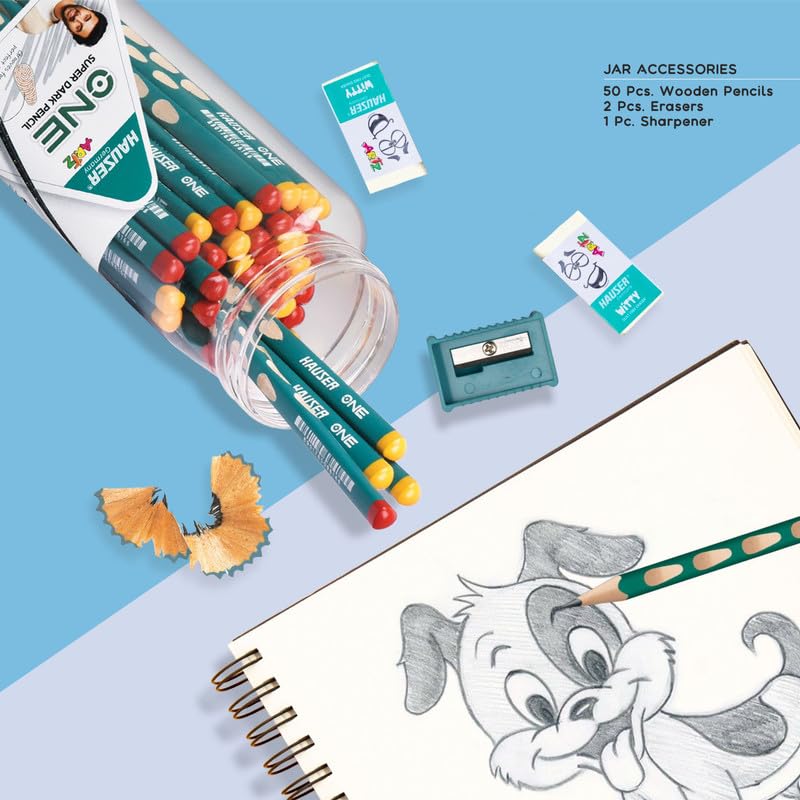 HAUSER ARTZ ONE PENCIL-50 PCS JAR Set – 50 Pcs Multicolor Pencils | Extra Dark Lead for Smooth Writing | Ideal for Kids School Use & Drawing - Image 5