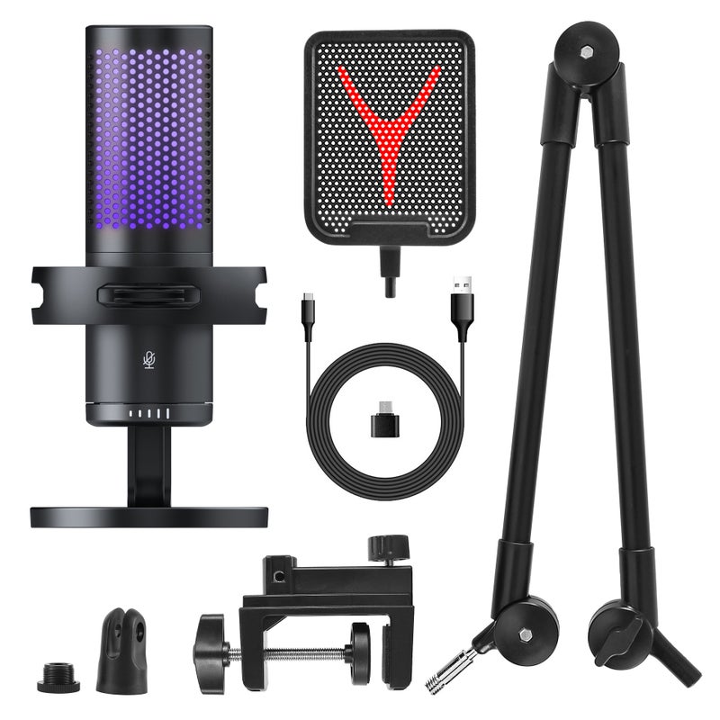 Computer Wheat Video Voice Microphone Anchor Mobile Phone Karaoke Condenser Microphone With Bracket - Image 1