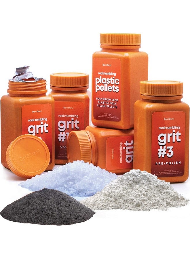 Dan&Darci Dan&Darci Rock Tumbler Grit Refill Kit - 3.5 Pounds Grits Media + Poly Plastic Pellets - Rocks Polishing Refills for Any Brand Tumblers - Polish Tumbling Supplies Set - Stone Polisher  - Image 1