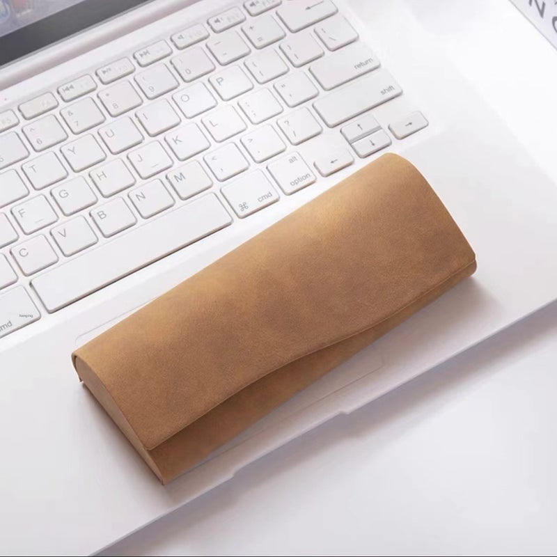 Generic Minimalist Sheepskin Pattern Glasses Case Brown