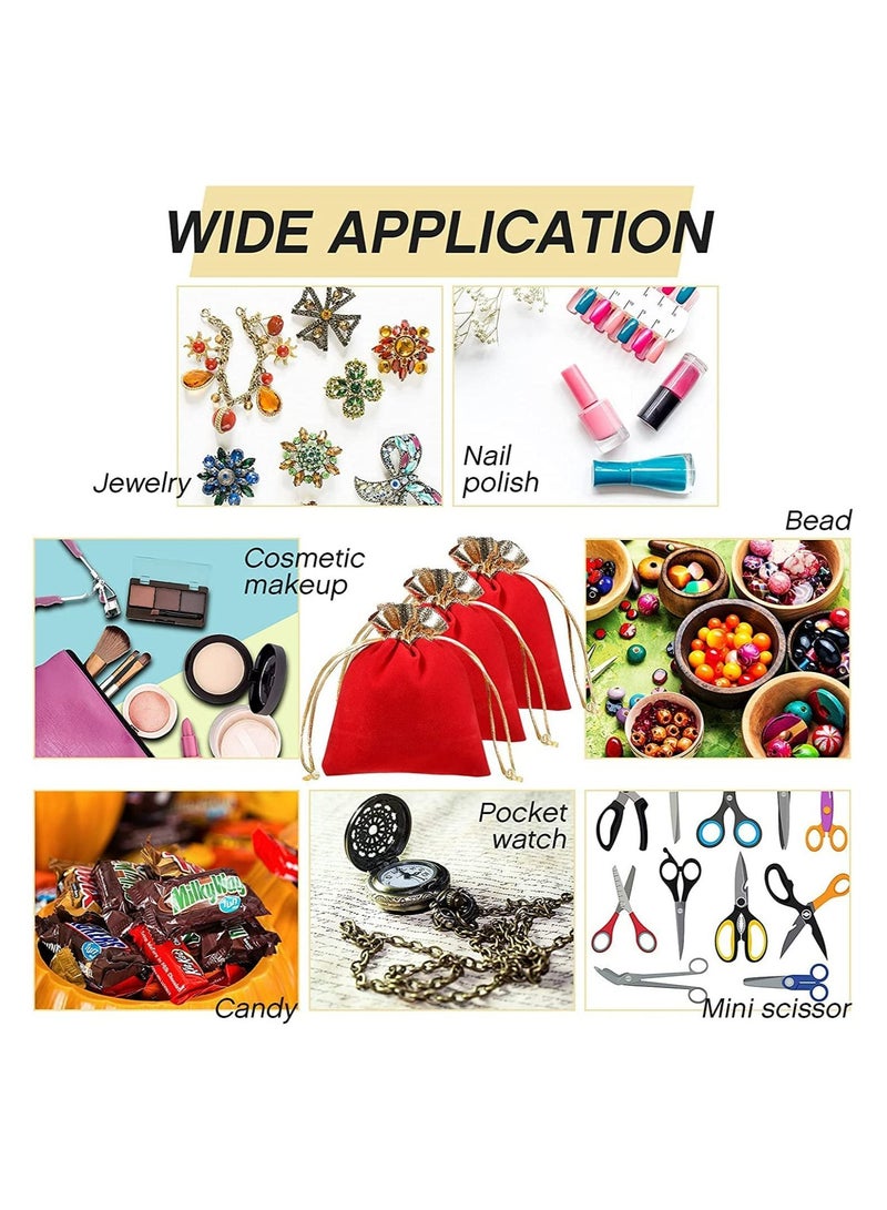 أكياس مجوهرات مخملية، 20 قطعة مع أربطة سحب، أكياس تغليف مخملية ذهبية ناعمة، للهدايا الحلوة، حفلات الزفاف، أعياد الميلاد، عيد الشكر، حقيبة حظ مخملية للمجوهرات (أحمر ذهبي، 3.9 × 4.7 إنش) - Image 3