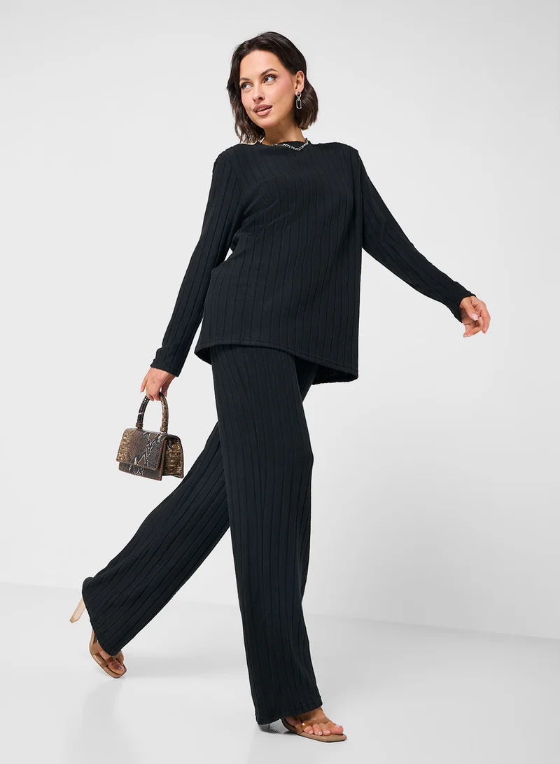 Ginger Long Sleeves Ribbed Lounge Set