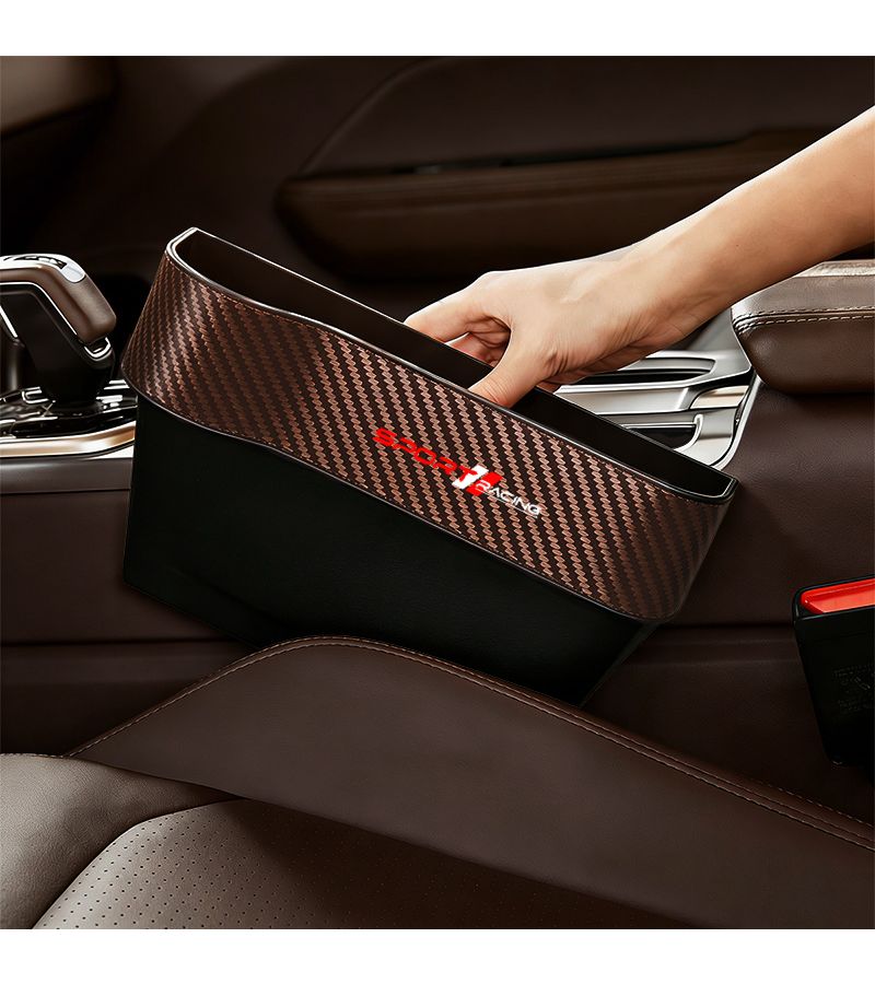 Black Carbon Fiber Car Seat Gap Storage Box 2 Pack Multifunctional Organizer Center Console Seam - Image 4
