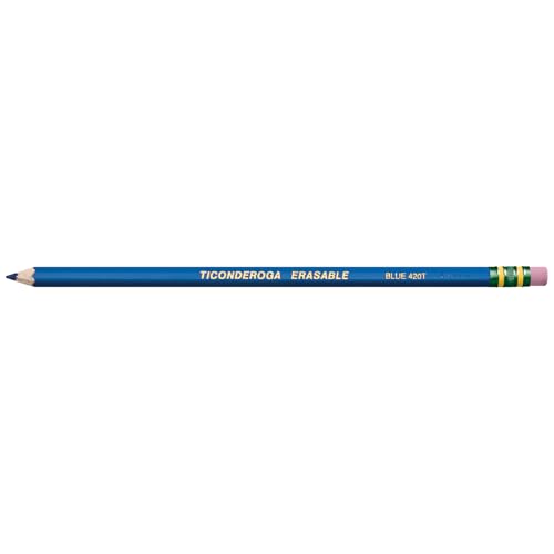 Ticonderoga أقلام تيسكونديروجا القابلة للمسح، مصنوعة من الخشب، مسبقة الشحذ، زرقاء، 12 قطعة - Image 2