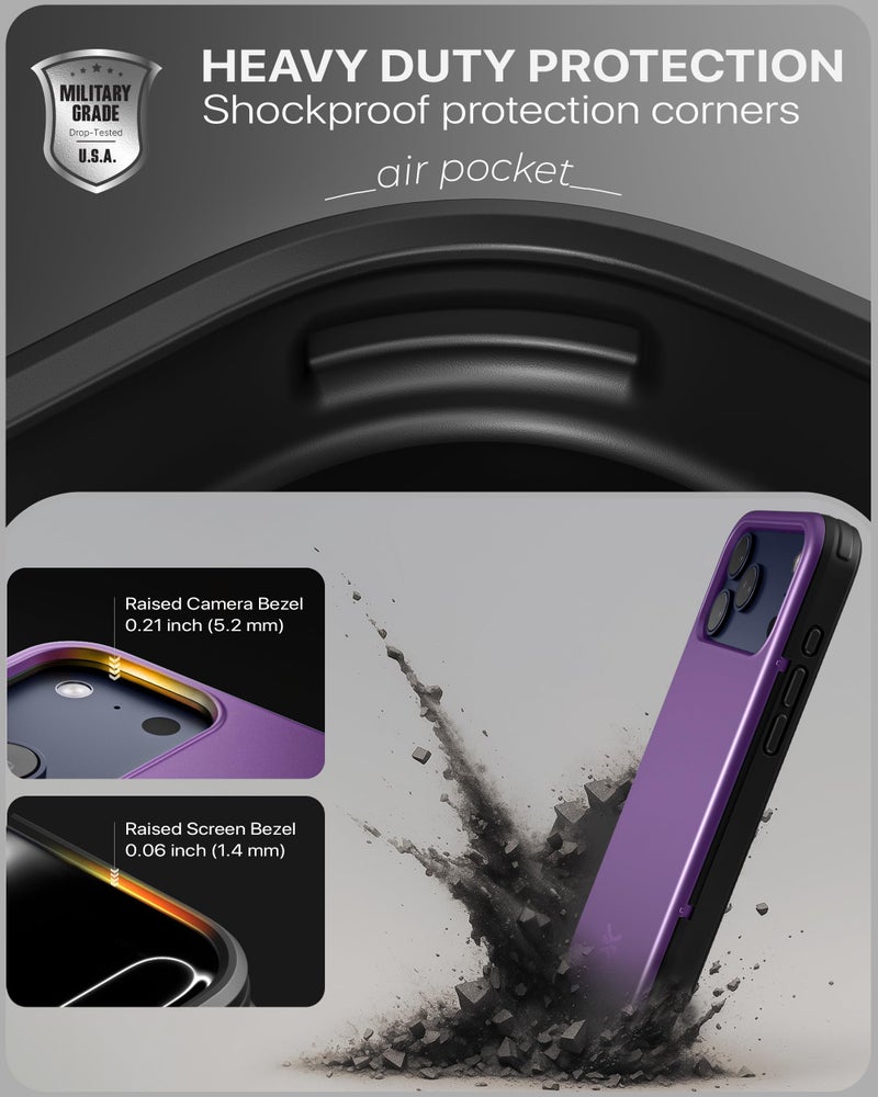 TORU for iPhone 17 Pro Max Wallet Case with Card Holder, Hidden ID Credit Card Slot Flip Kickstand, Slim Fit Shockproof Heavy Duty Phone Cover with Strap - Purple - Image 5