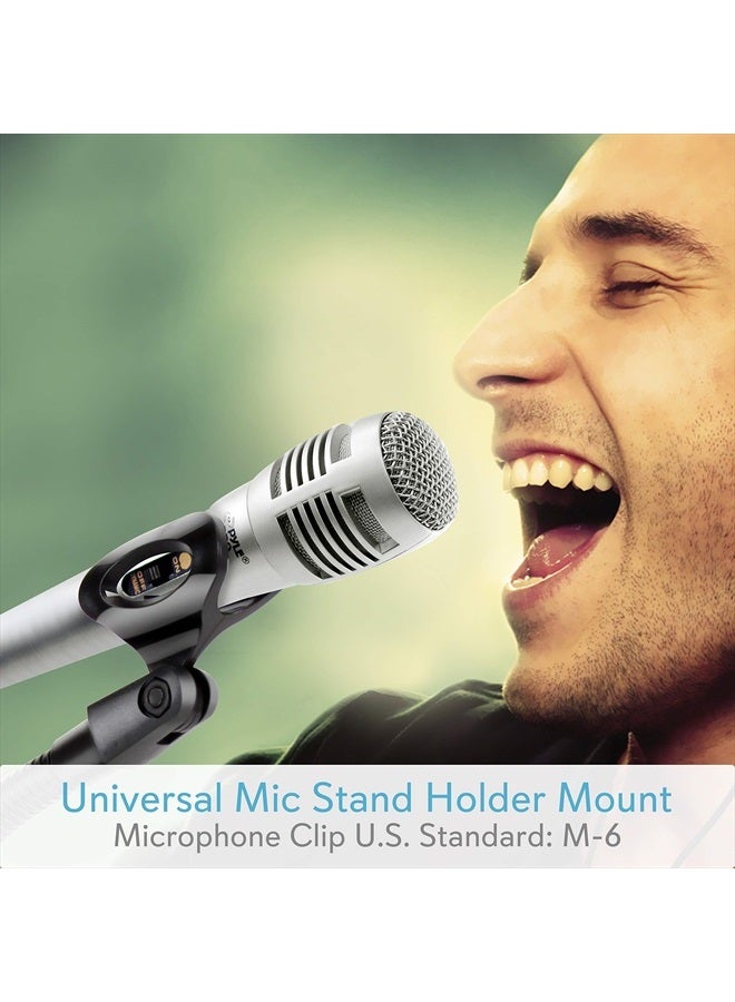 Pyle Desktop Microphone Stand - Universal Tabletop Mic Holder w/ Flexible 8.2'' Inch Gooseneck Mount and Solid U Shape Base - Perfect for Table Desk or Counter - PMKS8 - Image 4